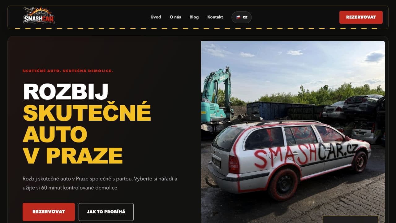 Náhled úvodní stránky Smash Car Praha